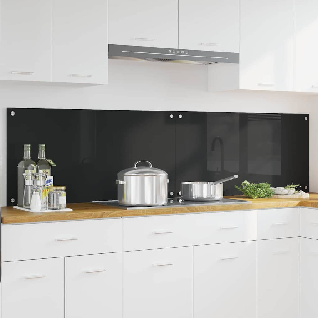 vidaXL Küchenrückwand 2 pcs Schwarz 100 x 50 cm Gehärtetes Glas