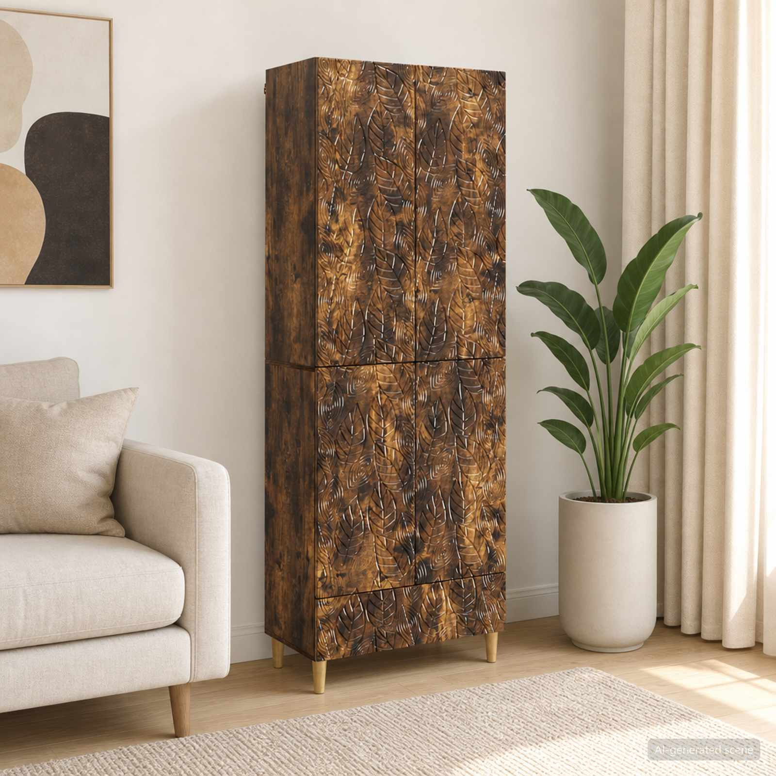 vidaXL Schrankset 2 pcs Geräucherte Eiche Holzwerkstoff