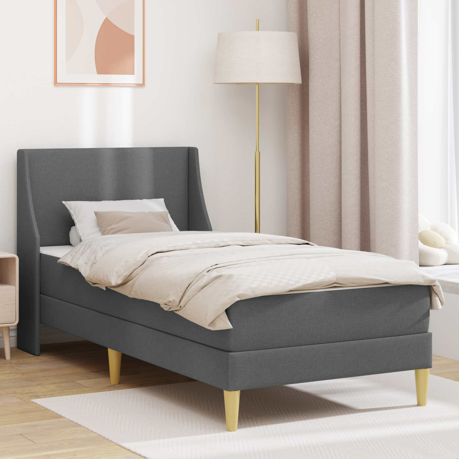 vidaXL Bettgestell mit Matratze Dunkelgrau 90 x 190 cm Stoff