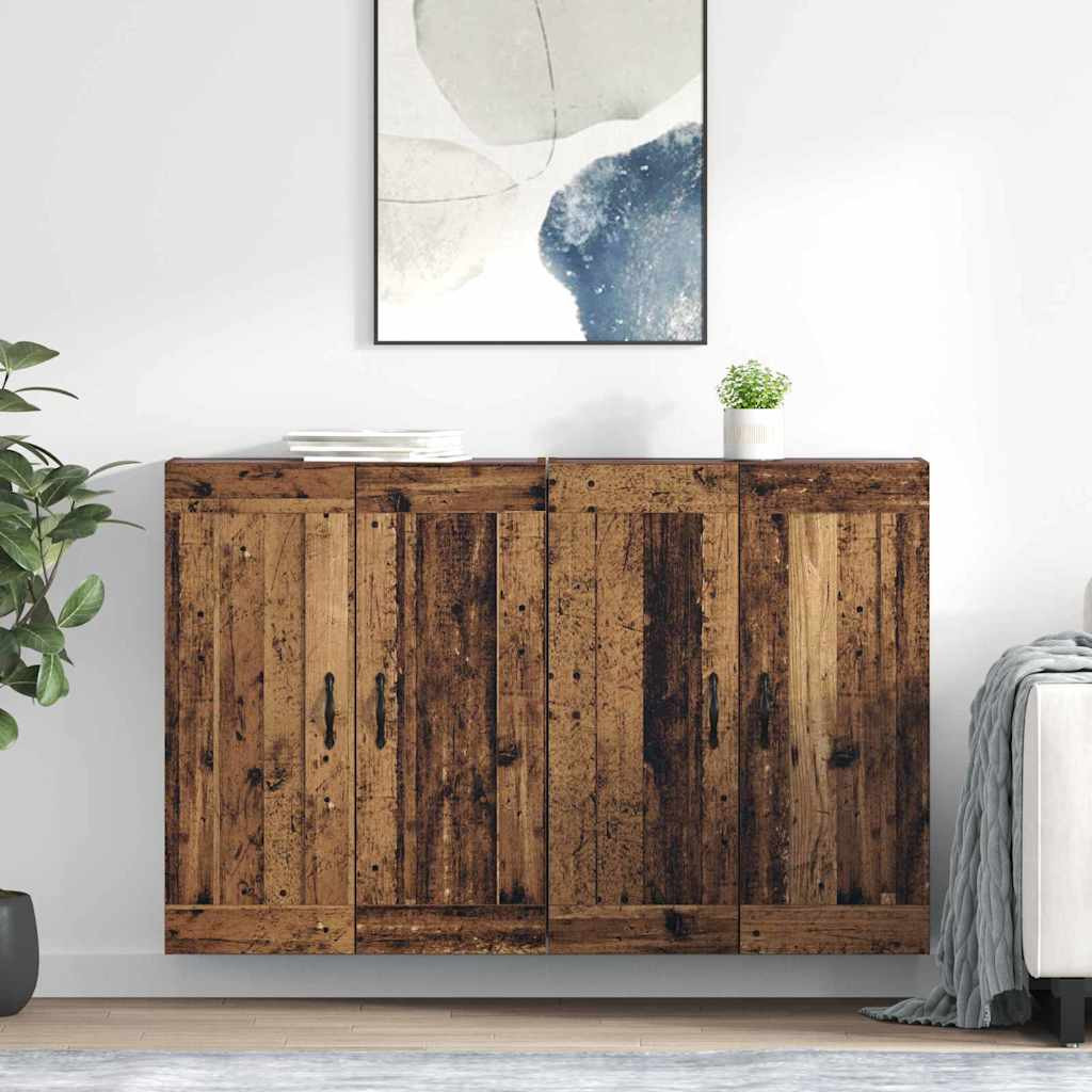 vidaXL Wandmontierter Schrank 2 pcs Altholz 69,5 x 34 x 90 cm
