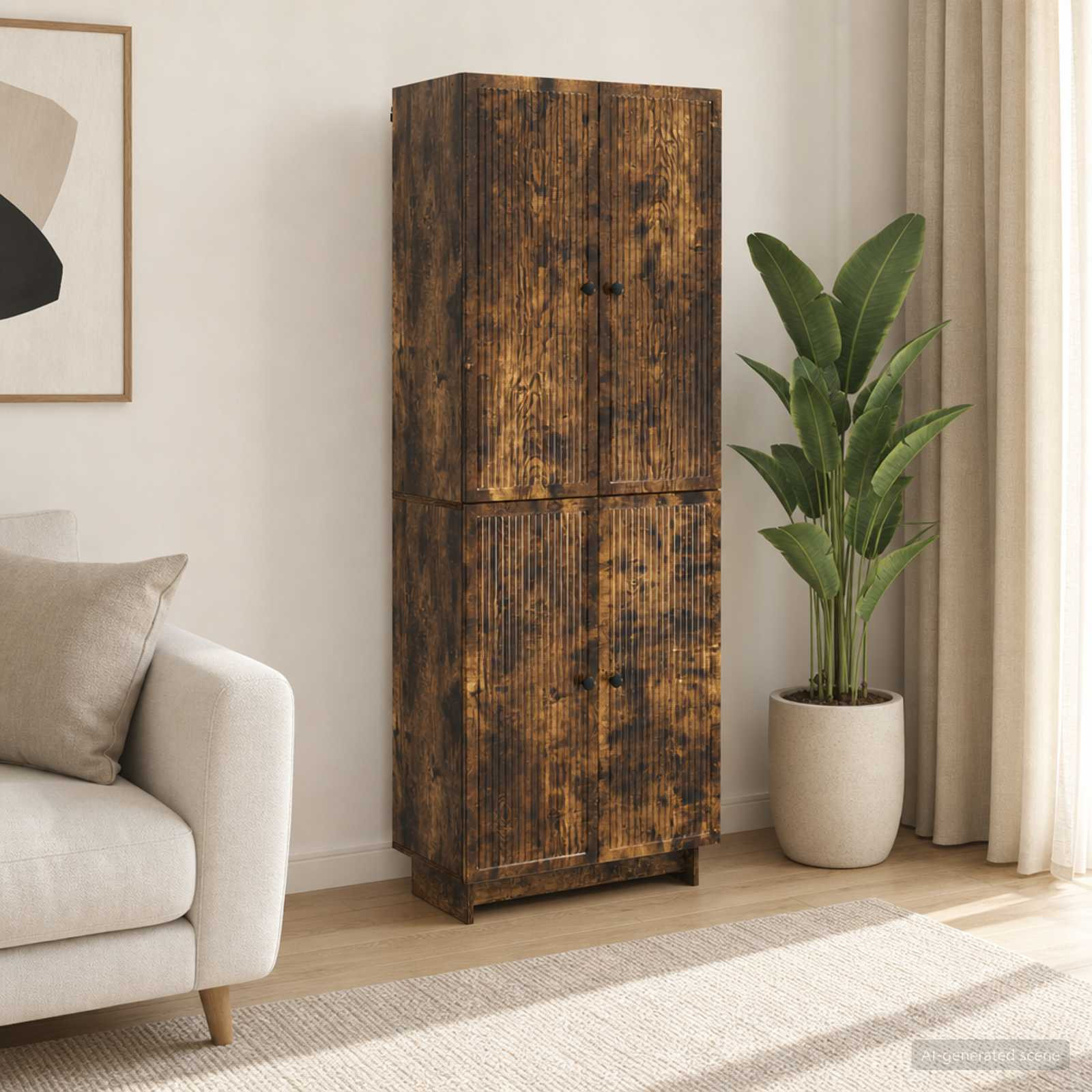 vidaXL Schrankset 2 pcs Geräucherte Eiche 66 x 34,5 x 90 cm
