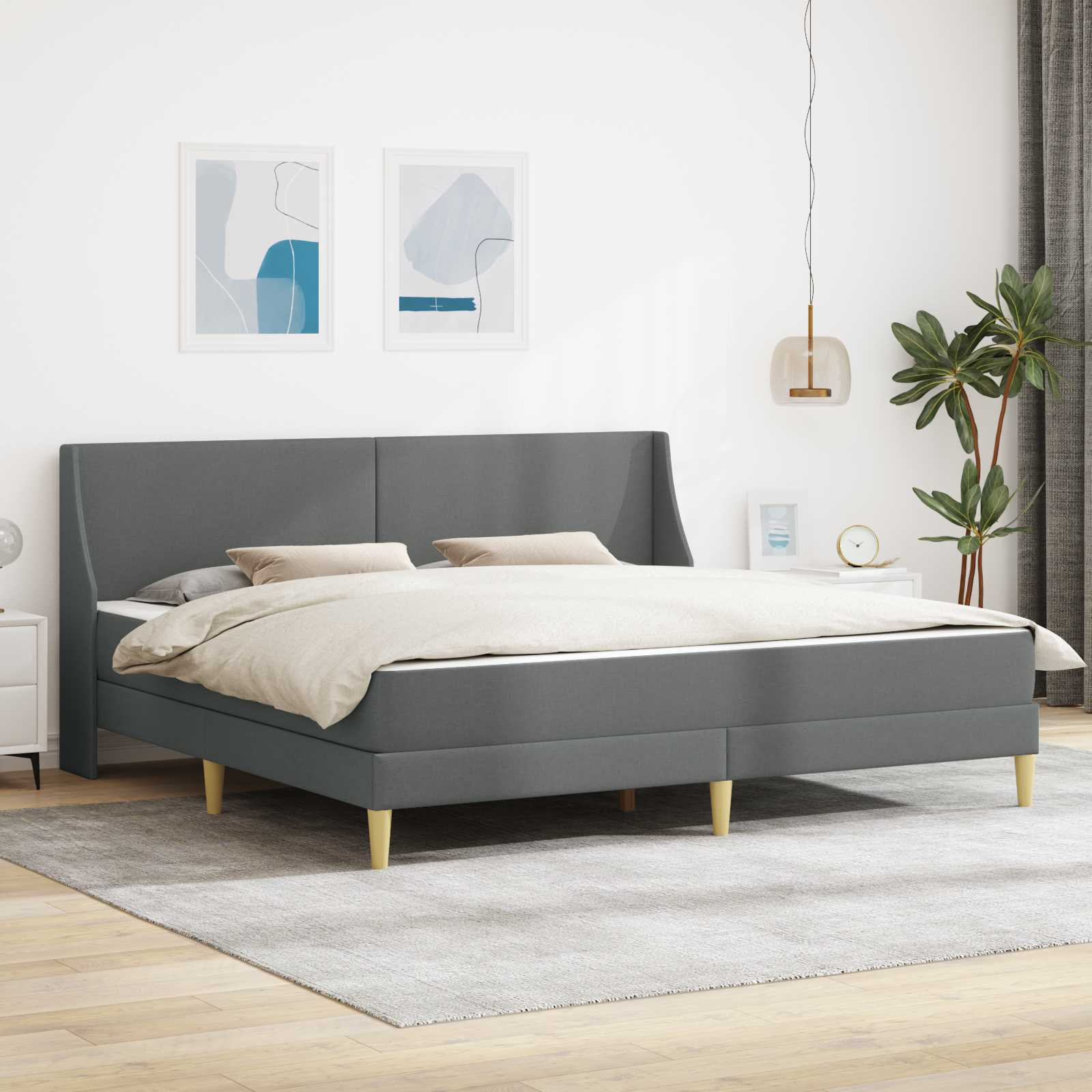 vidaXL Bettgestell mit Matratze Dunkelgrau 180 x 200 cm Stoff