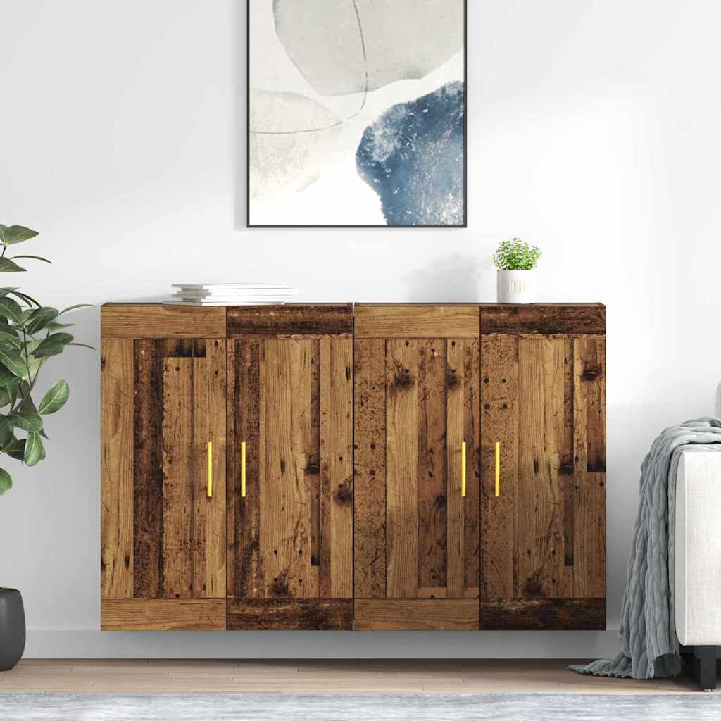 vidaXL Wandmontierter Schrank 2 pcs Altholz 69,5 x 34 x 90 cm