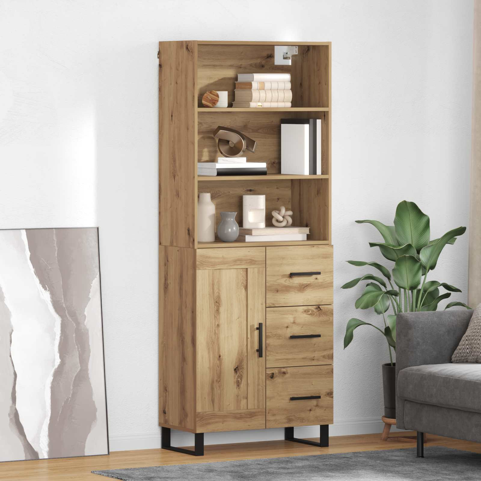 vidaXL Highboard 2 pcs Artisan-Eiche 69,5 x 34 x 180 cm Holzwerkstoff