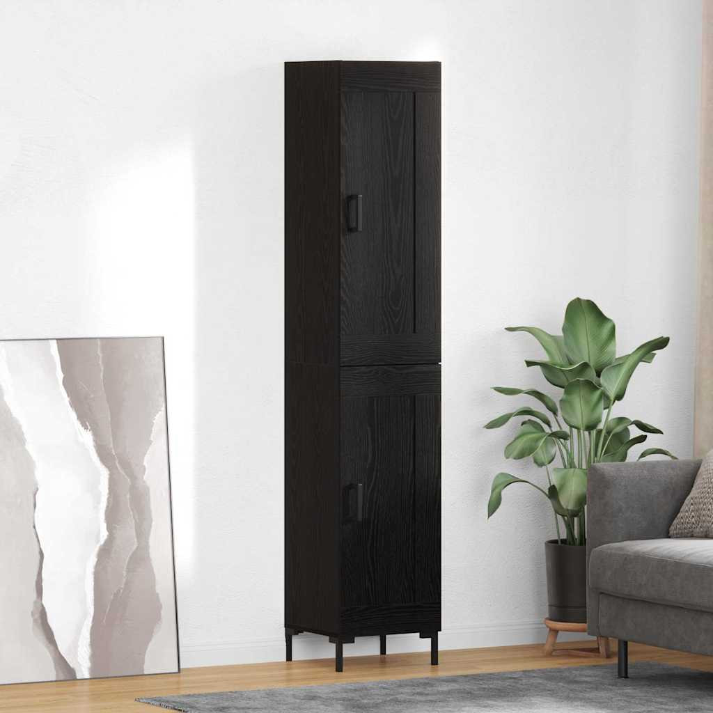 vidaXL Highboard Schwarz Eichen-Optik 34,5 x 34 x 180 cm Holzwerkstoff