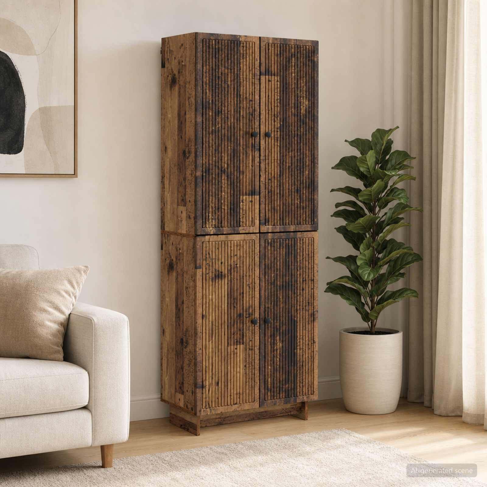 vidaXL Schrankset 2 pcs Altholz 66 x 34,5 x 90 cm Holzwerkstoff