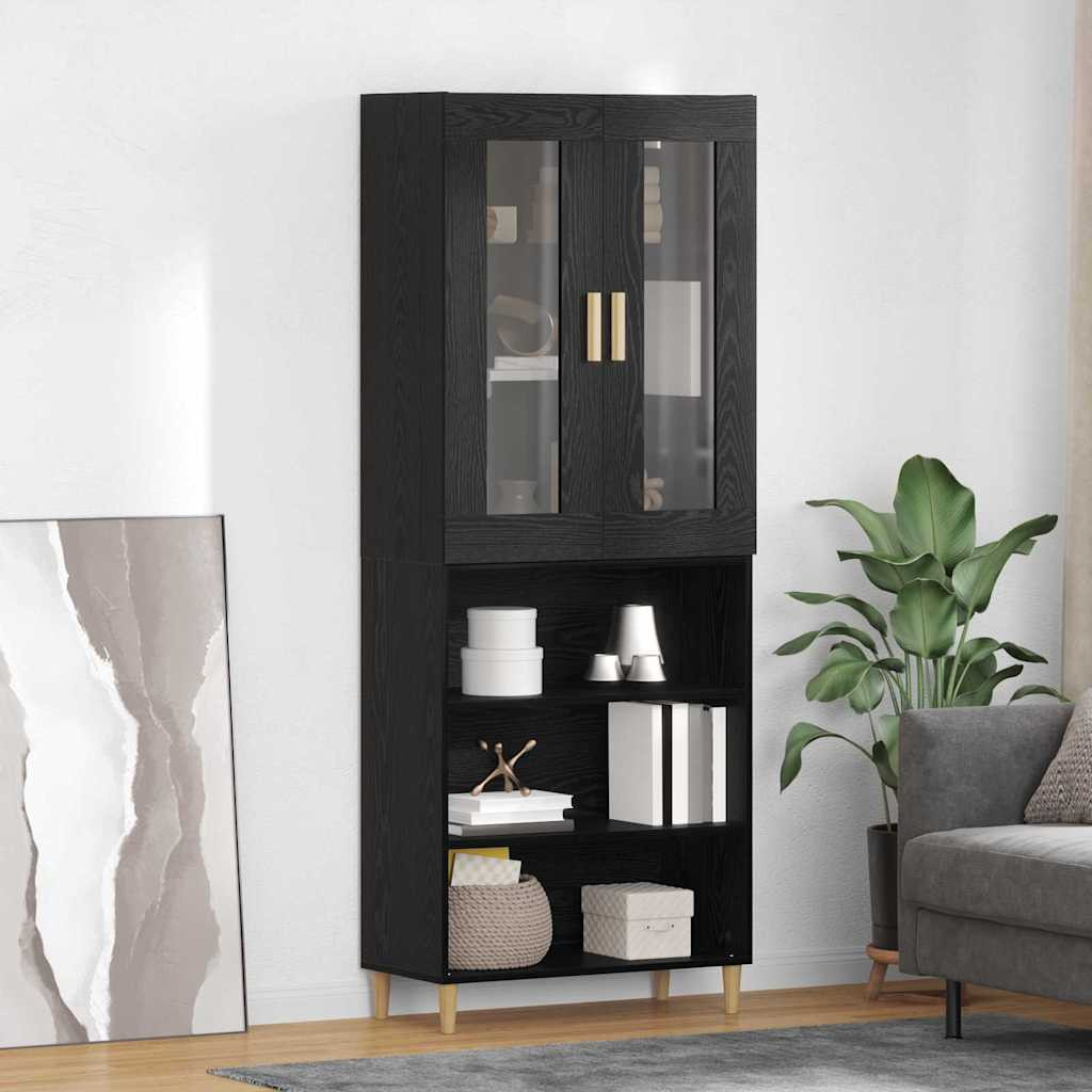 vidaXL Highboard Schwarz Eichen-Optik 69,5 x 34 x 180 cm
