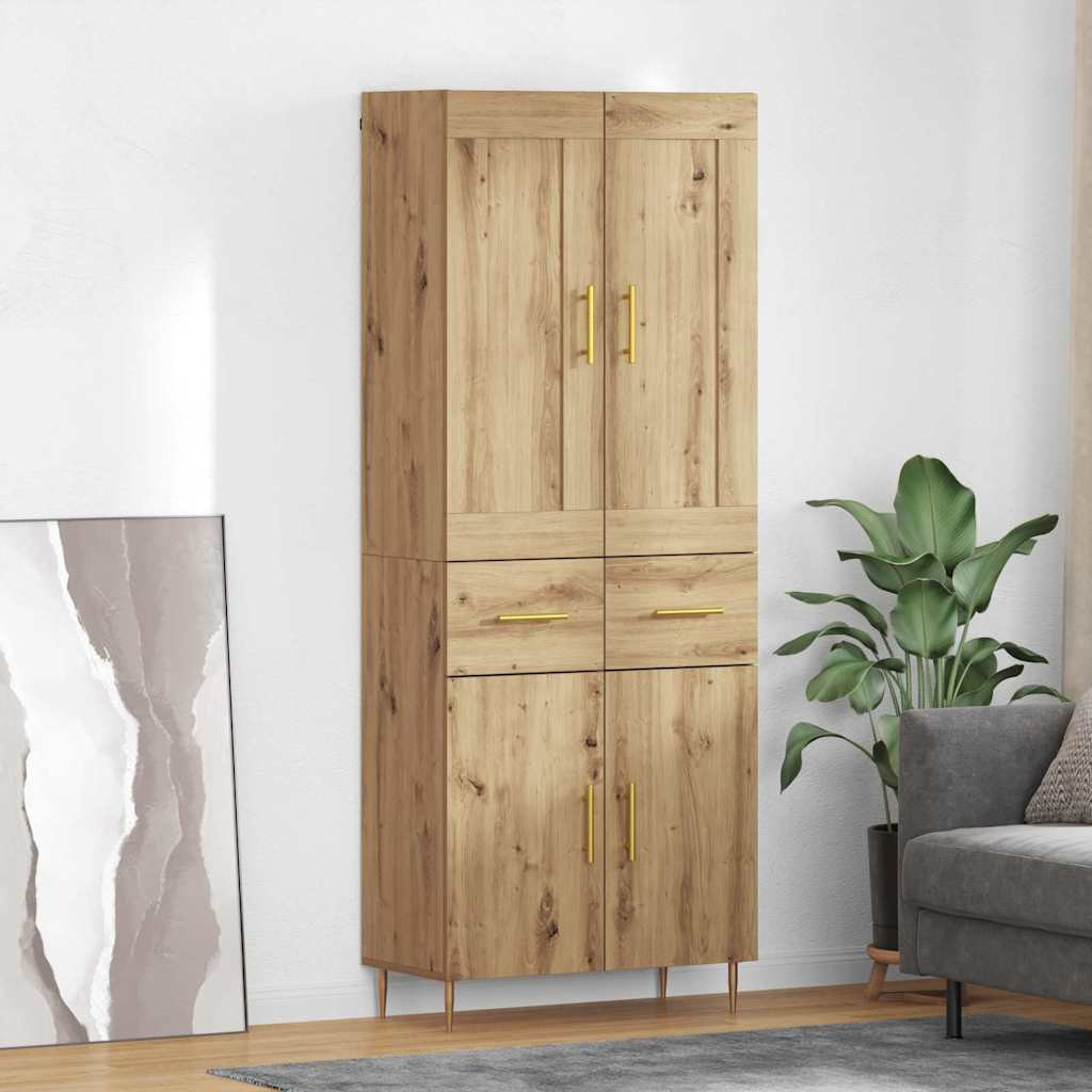 vidaXL Highboard Artisan-Eiche 69,5 x 34 x 180 cm Holzwerkstoff