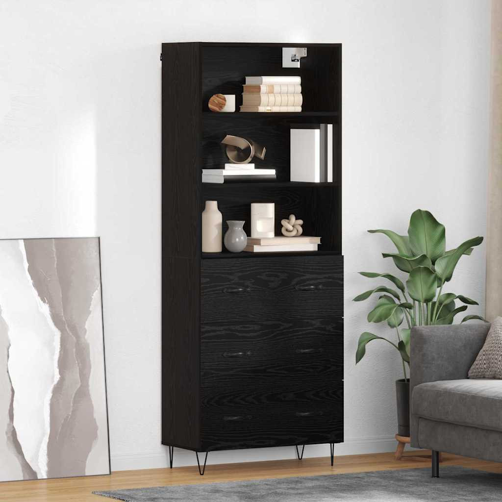 vidaXL Highboard 2 pcs Schwarz Eichen-Optik Holzwerkstoff
