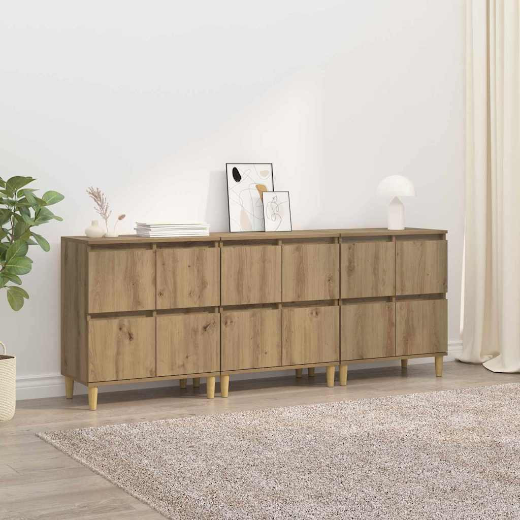 vidaXL Sideboards 3 pcs Artisan-Eiche 60 x 35 x 70 cm Holzwerkstoff