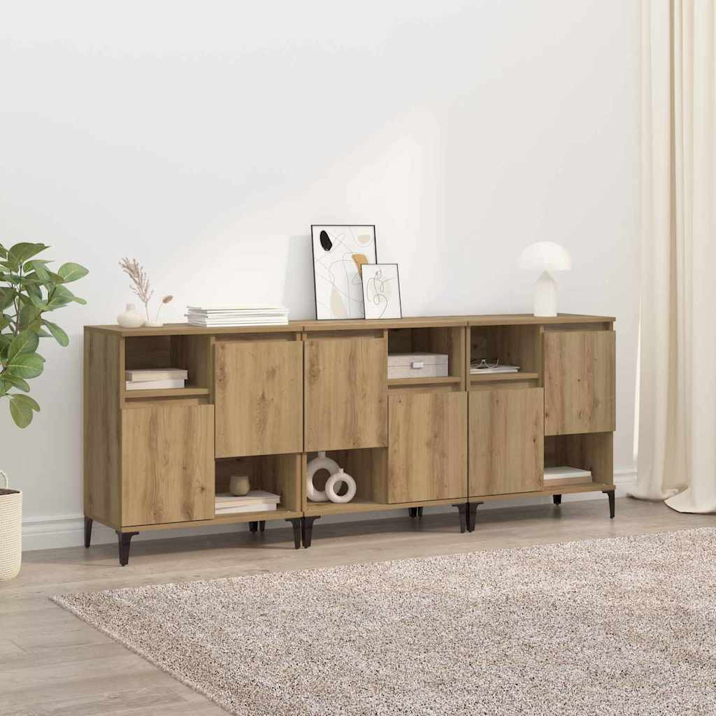 vidaXL Sideboards 3 pcs Artisan-Eiche 60 x 35 x 70 cm Holzwerkstoff