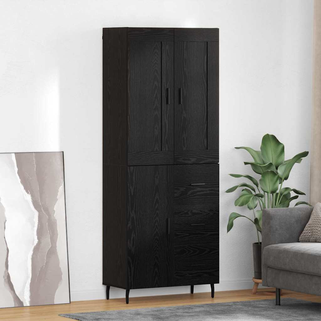 vidaXL Highboard 2 pcs Schwarz Eichen-Optik Holzwerkstoff