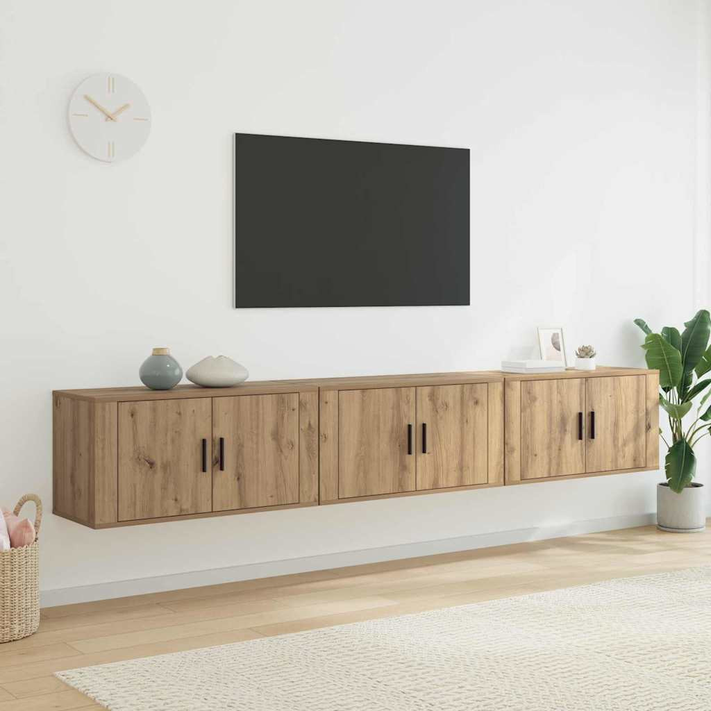 vidaXL Wand-TV-Schrank Set 3 pcs Artisan-Eiche Holzwerkstoff