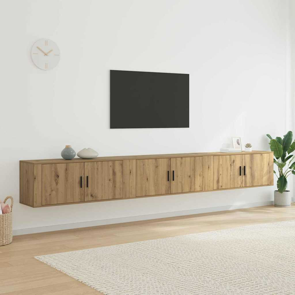 vidaXL Wand-TV-Schrank Set 3 pcs Artisan-Eiche Holzwerkstoff