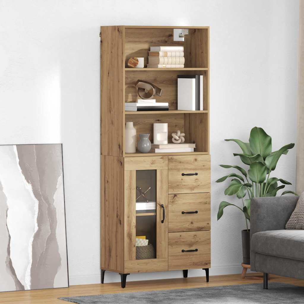 vidaXL Highboard Artisan-Eiche 69,5 x 34 x 180 cm Holzwerkstoff