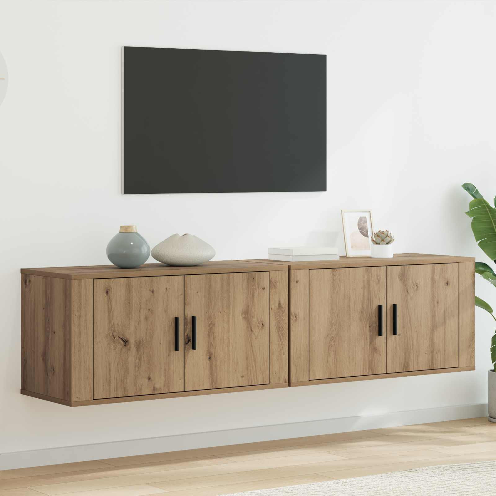 vidaXL Wand-TV-Schrank Set 2 pcs Artisan-Eiche Holzwerkstoff