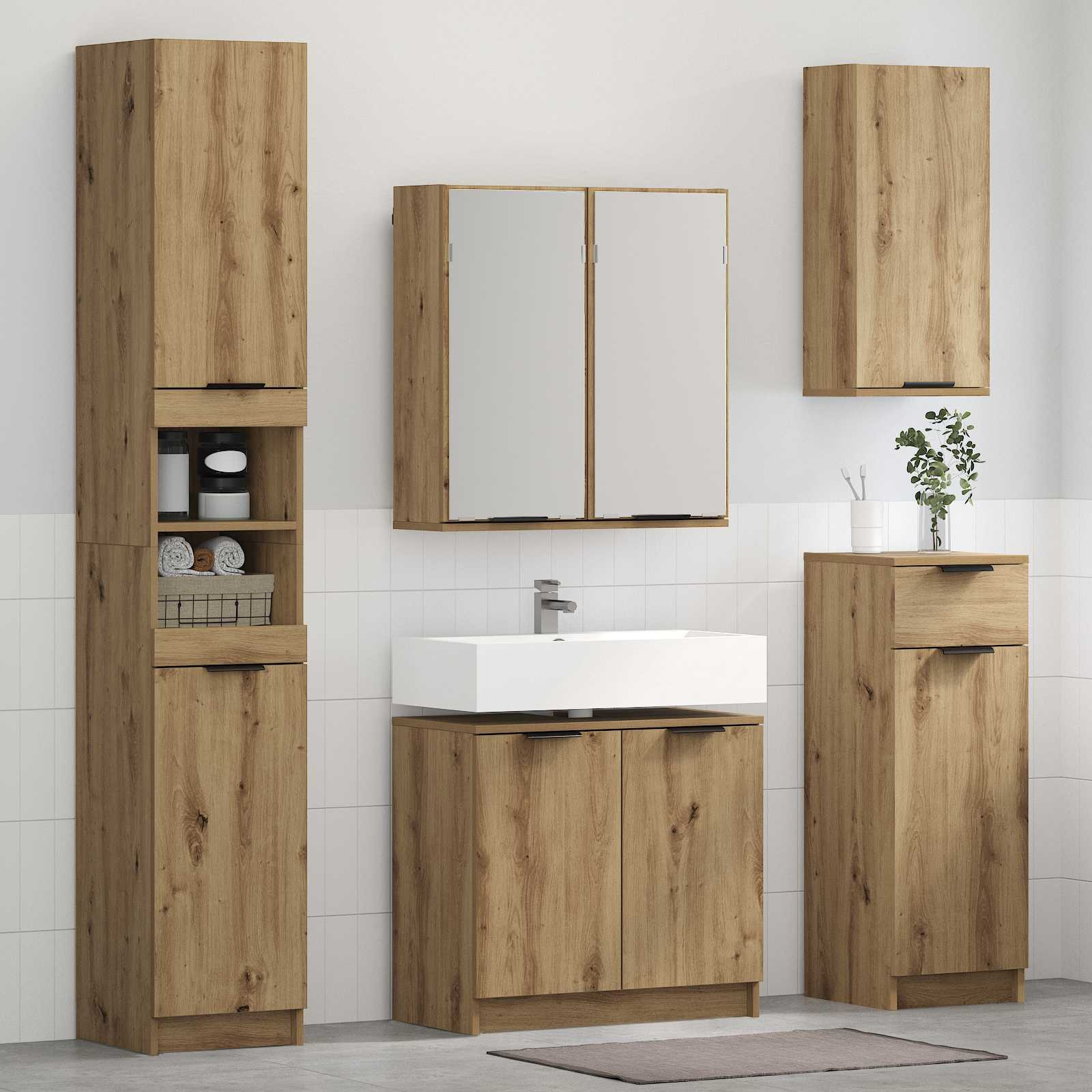 vidaXL Badezimmermöbel-Set 3 Stk. Artisan-Eiche 64,5 x 33,5 x 59 cm