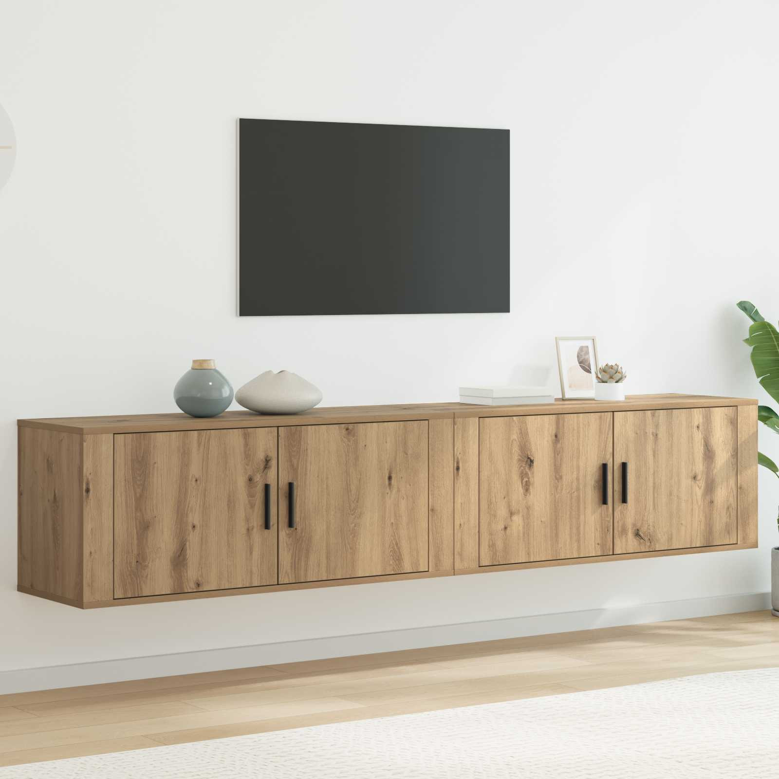 vidaXL Wand-TV-Schrank Set 2 pcs Artisan-Eiche Holzwerkstoff