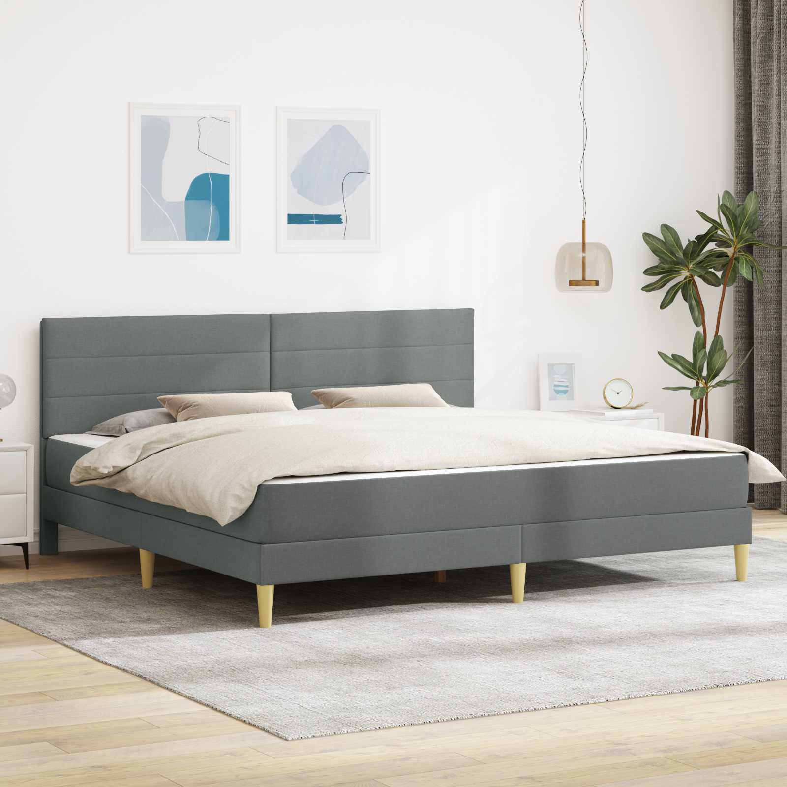 vidaXL Bettgestell mit Matratze Dunkelgrau 180 x 200 cm Stoff