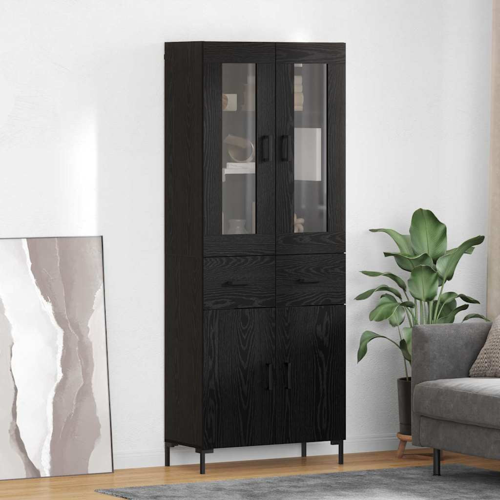 vidaXL Highboard 2 pcs Schwarz Eichen-Optik Holzwerkstoff