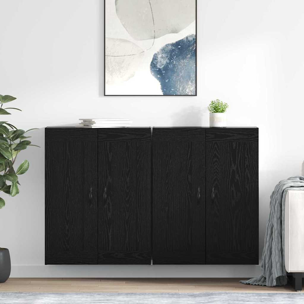 vidaXL Wandmontierter Schrank 2 pcs Schwarz Eichen-Optik Holzwerkstoff