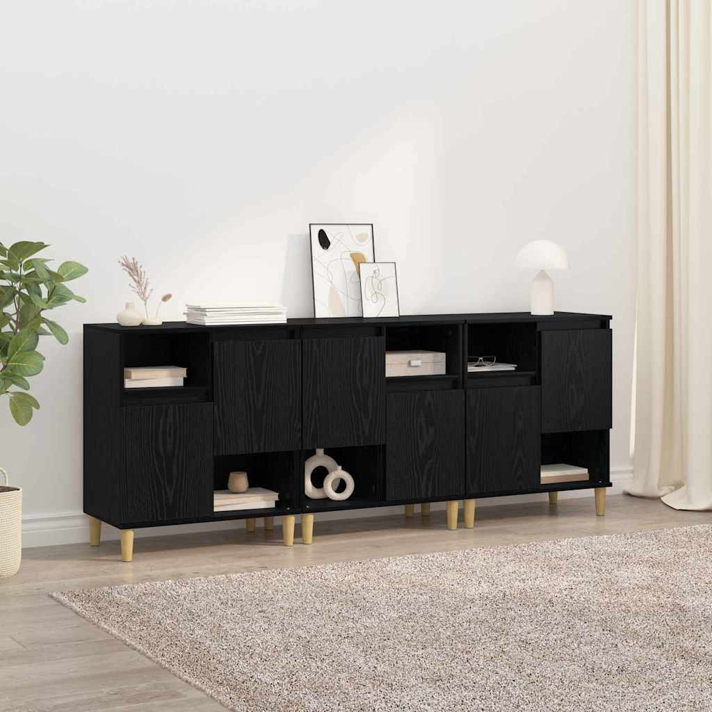 vidaXL Sideboards 3 pcs Schwarz Eichen-Optik 60 x 35 x 70 cm