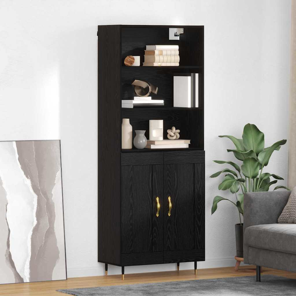 vidaXL Highboard Schwarz Eichen-Optik 69,5 x 34 x 180 cm Holzwerkstoff
