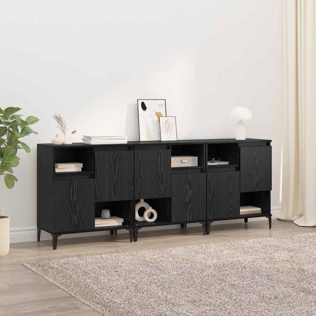 vidaXL Sideboards 3 pcs Schwarz Eichen-Optik 60 x 35 x 70 cm