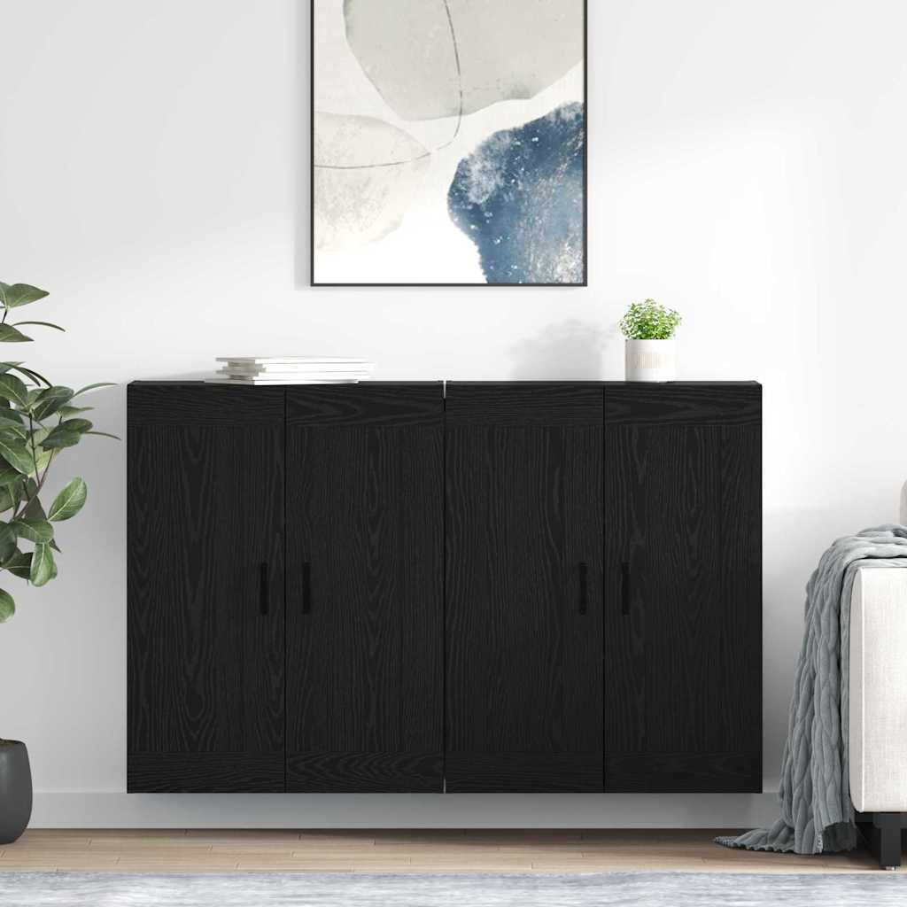 vidaXL Wandmontierter Schrank 2 pcs Schwarz Eichen-Optik Holzwerkstoff