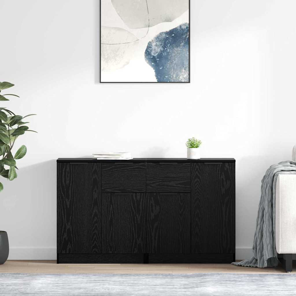 vidaXL Sideboards 2 pcs Schwarz Eichen-Optik 60 x 30 x 70 cm
