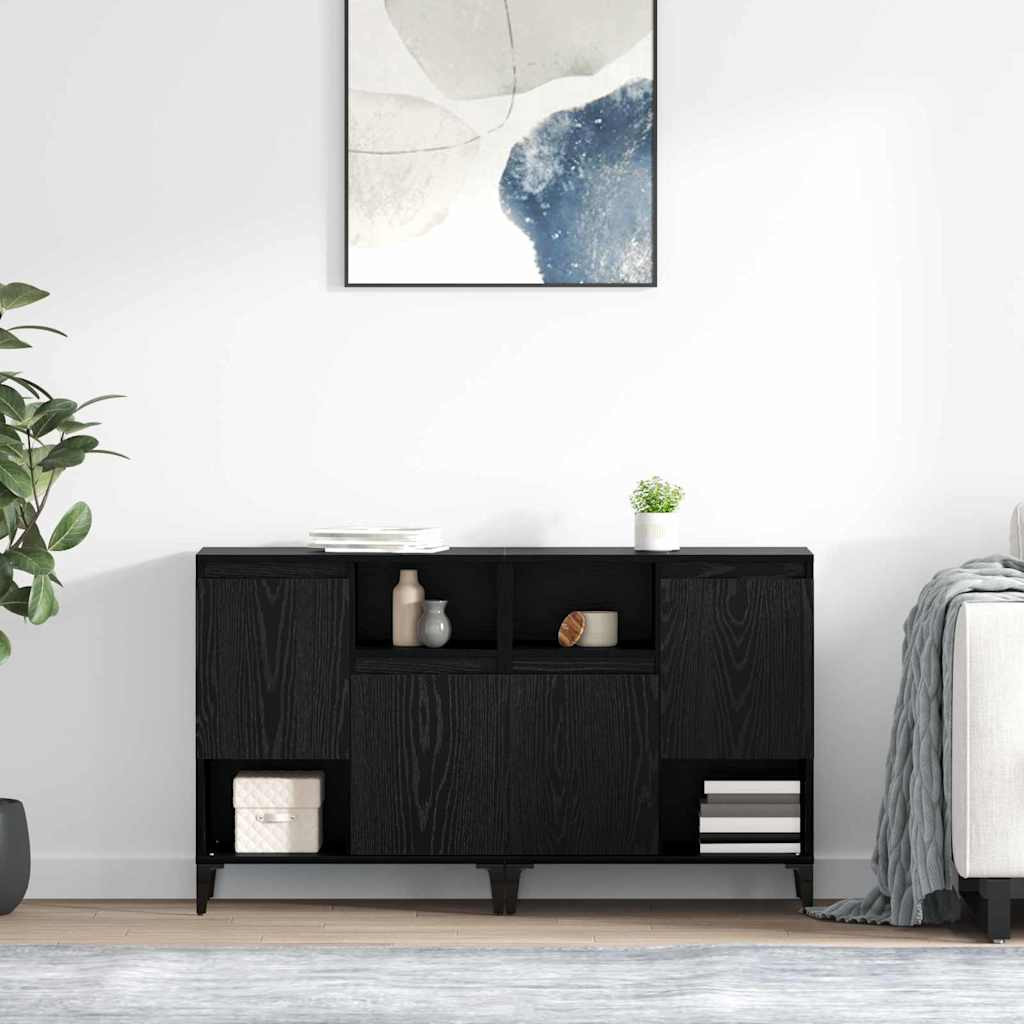 vidaXL Sideboards 2 pcs Schwarz Eichen-Optik 60 x 35 x 70 cm