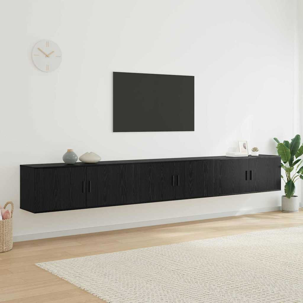 vidaXL Wand-TV-Schrank Set 3 pcs Schwarz Eichen-Optik Holzwerkstoff