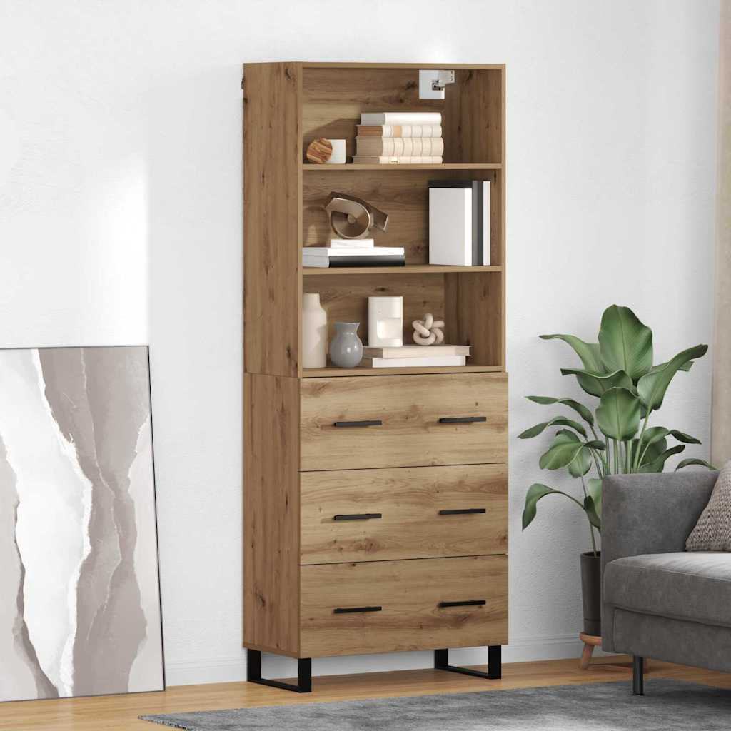 vidaXL Highboard 2 pcs Artisan-Eiche 69,5 x 34 x 180 cm Holzwerkstoff