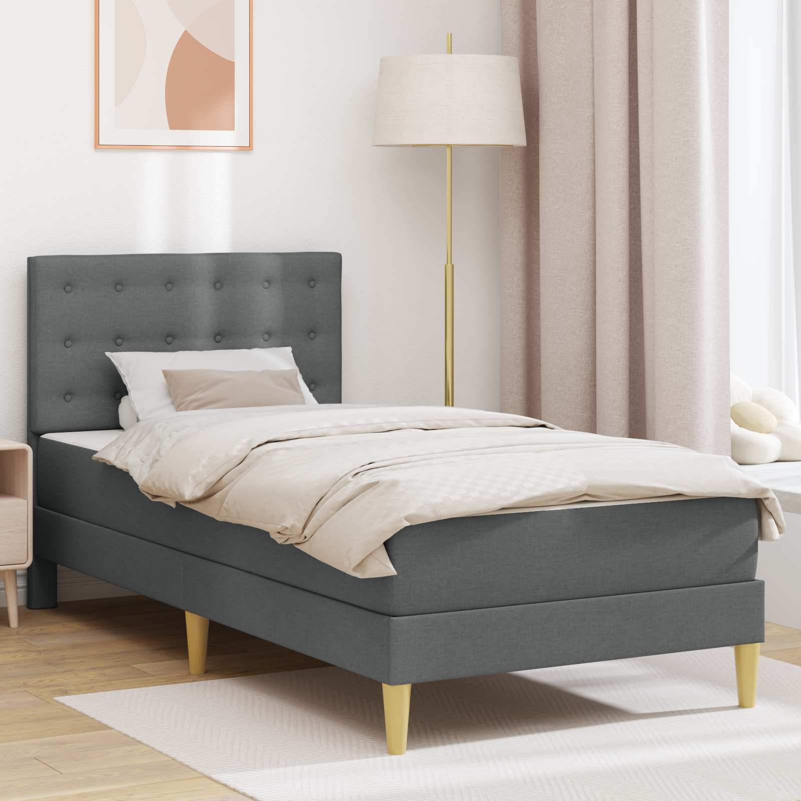 vidaXL Bettgestell mit Matratze Dunkelgrau 90 x 190 cm Stoff