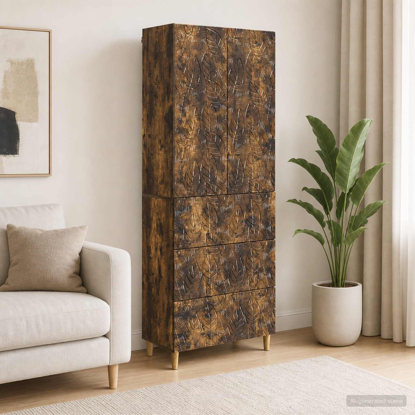 vidaXL Schrankset 2 pcs Geräucherte Eiche 66 x 34,5 x 90 cm