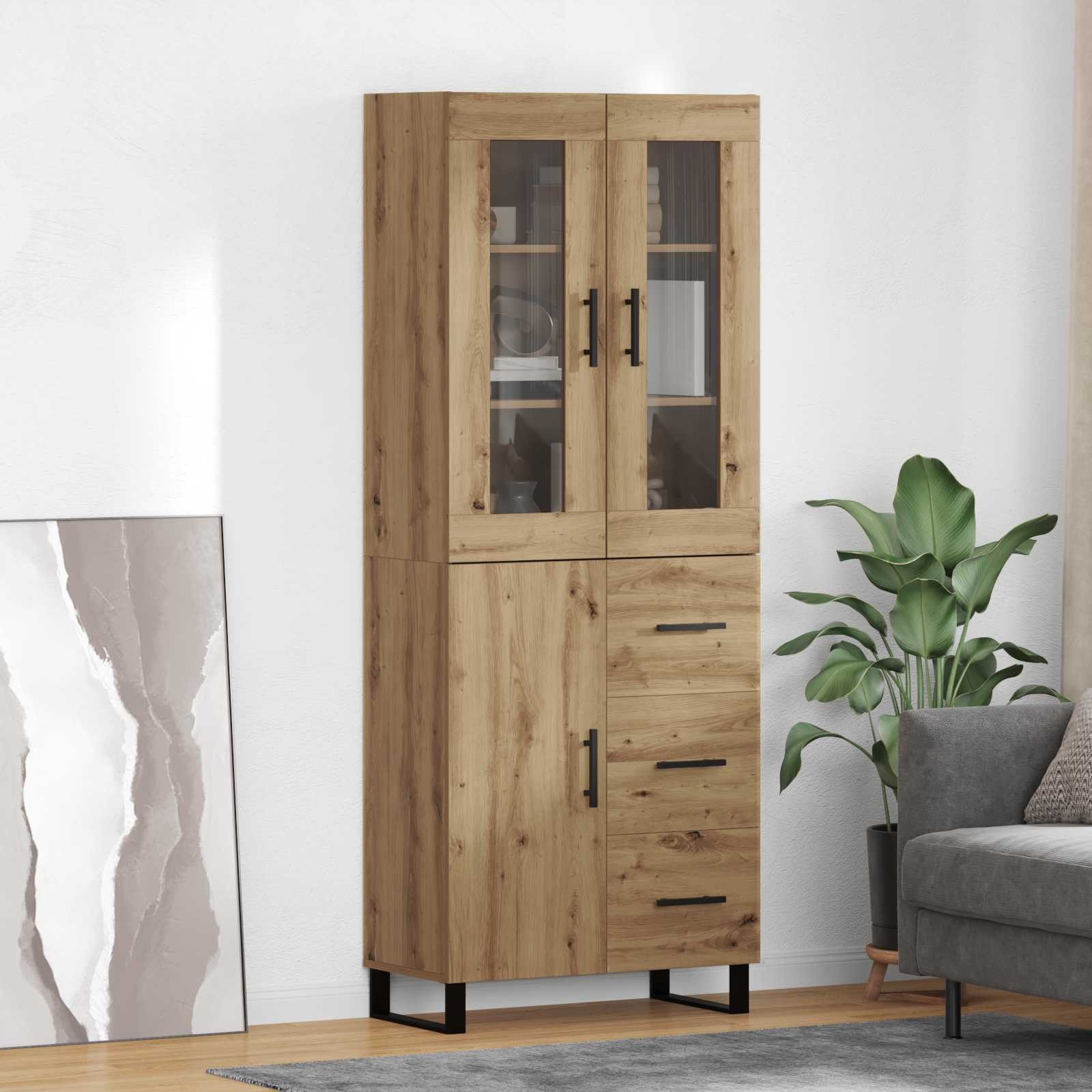 vidaXL Highboard 2 pcs Artisan-Eiche 69,5 x 34 x 180 cm Holzwerkstoff