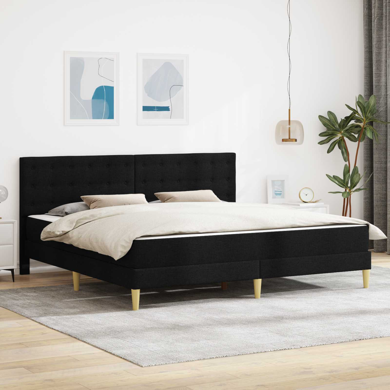 vidaXL Bettgestell mit Matratze Schwarz 180 x 200 cm Stoff