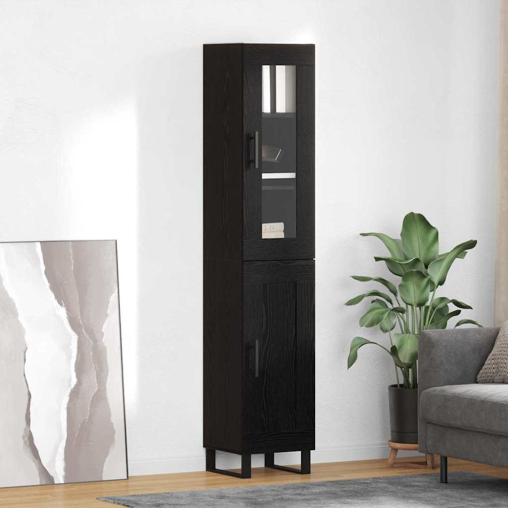 vidaXL Highboard Schwarz Eichen-Optik 34,5 x 34 x 180 cm Holzwerkstoff