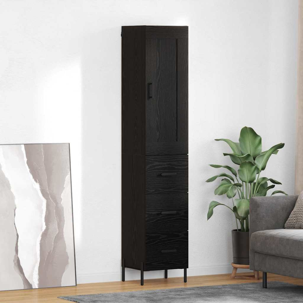 vidaXL Highboard Schwarz Eichen-Optik 34,5 x 34 x 180 cm Holzwerkstoff
