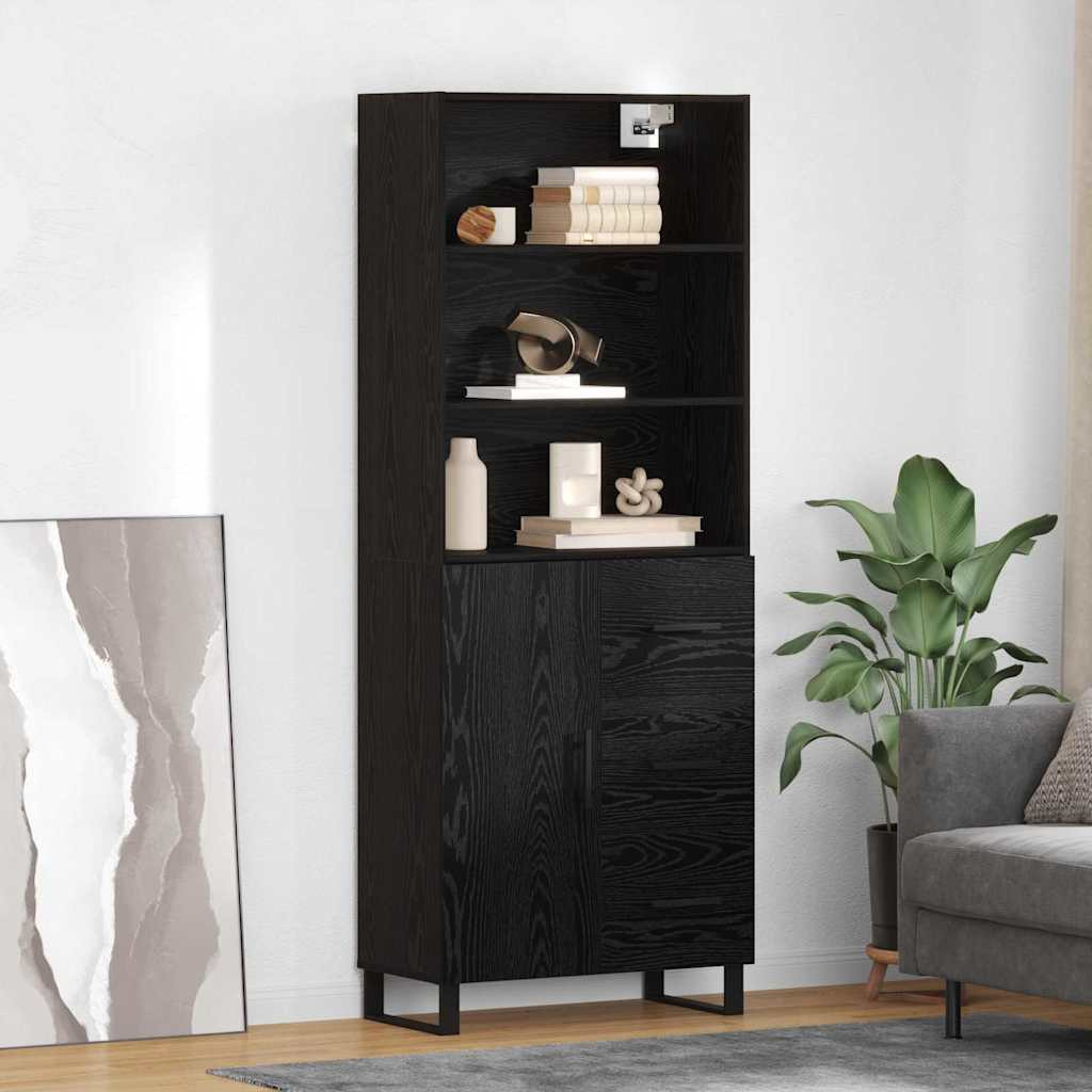 vidaXL Highboard 2 pcs Schwarz Eichen-Optik Holzwerkstoff