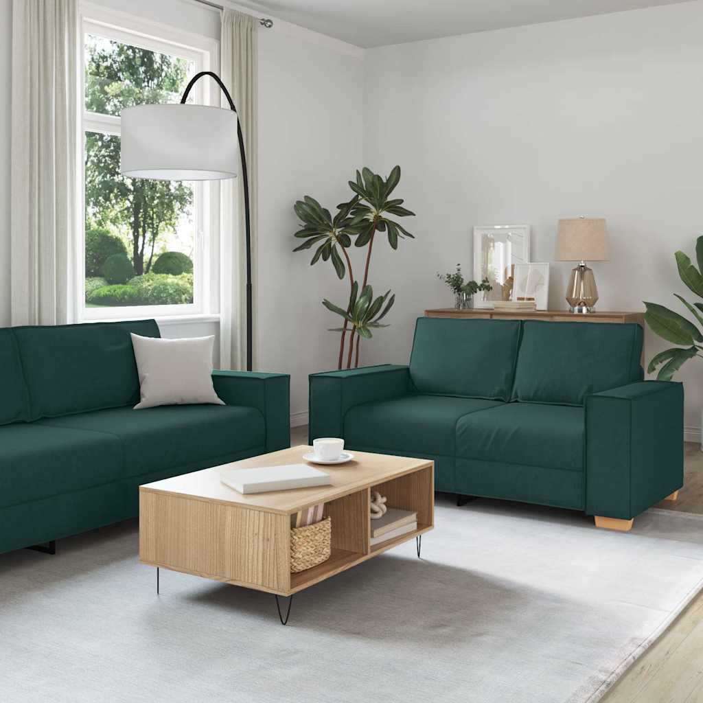 vidaXL Sofa 3 pcs Dunkelgrün 220 x 80 x 84 cm Leinenmischgewebe