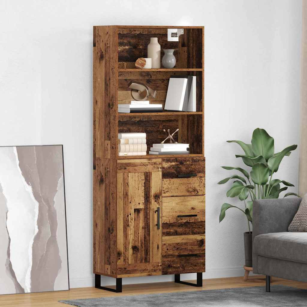 vidaXL Highboard mit Schubladen 2 pcs Altholz Holzwerkstoff