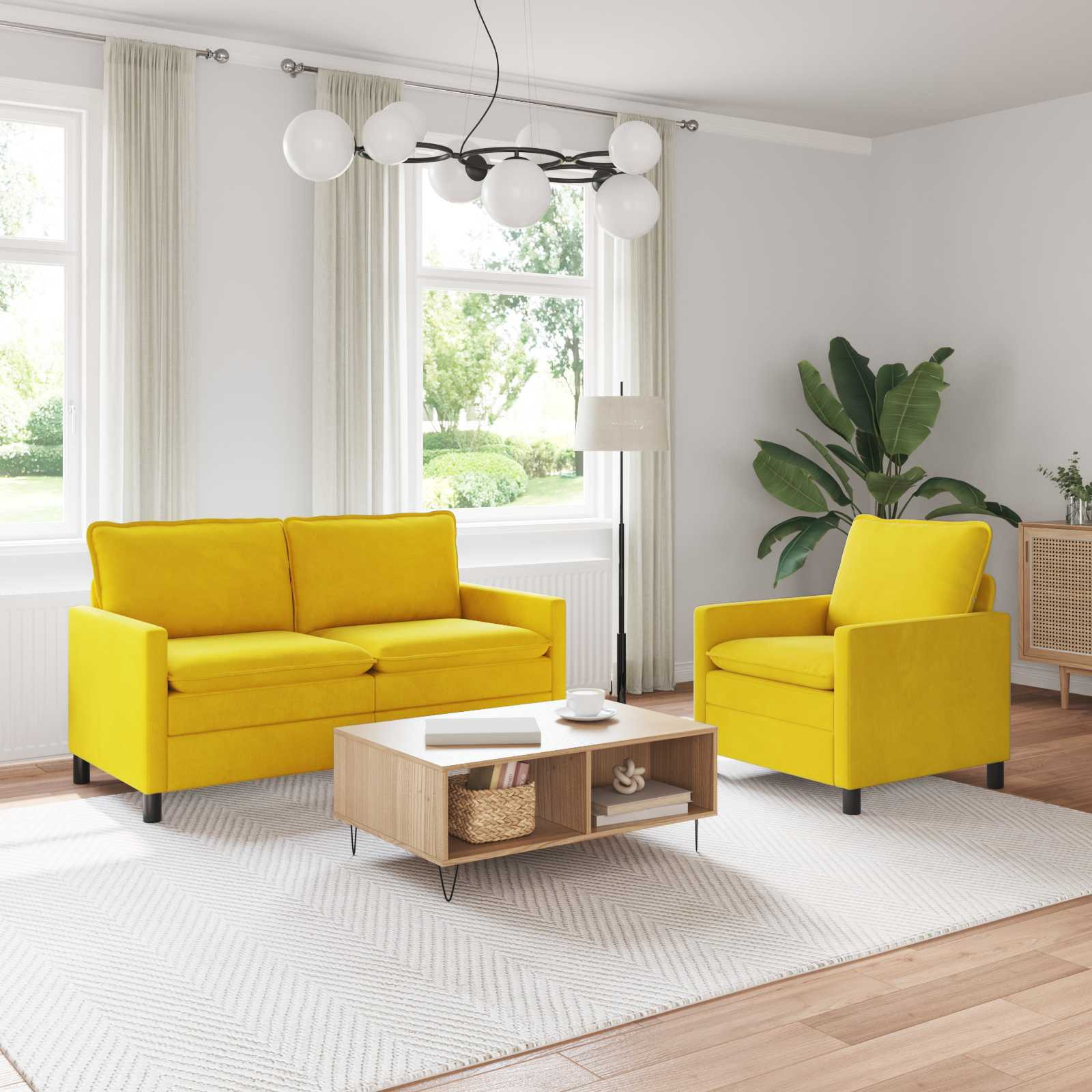 vidaXL Sofa Set 2 pcs Gelb Samt