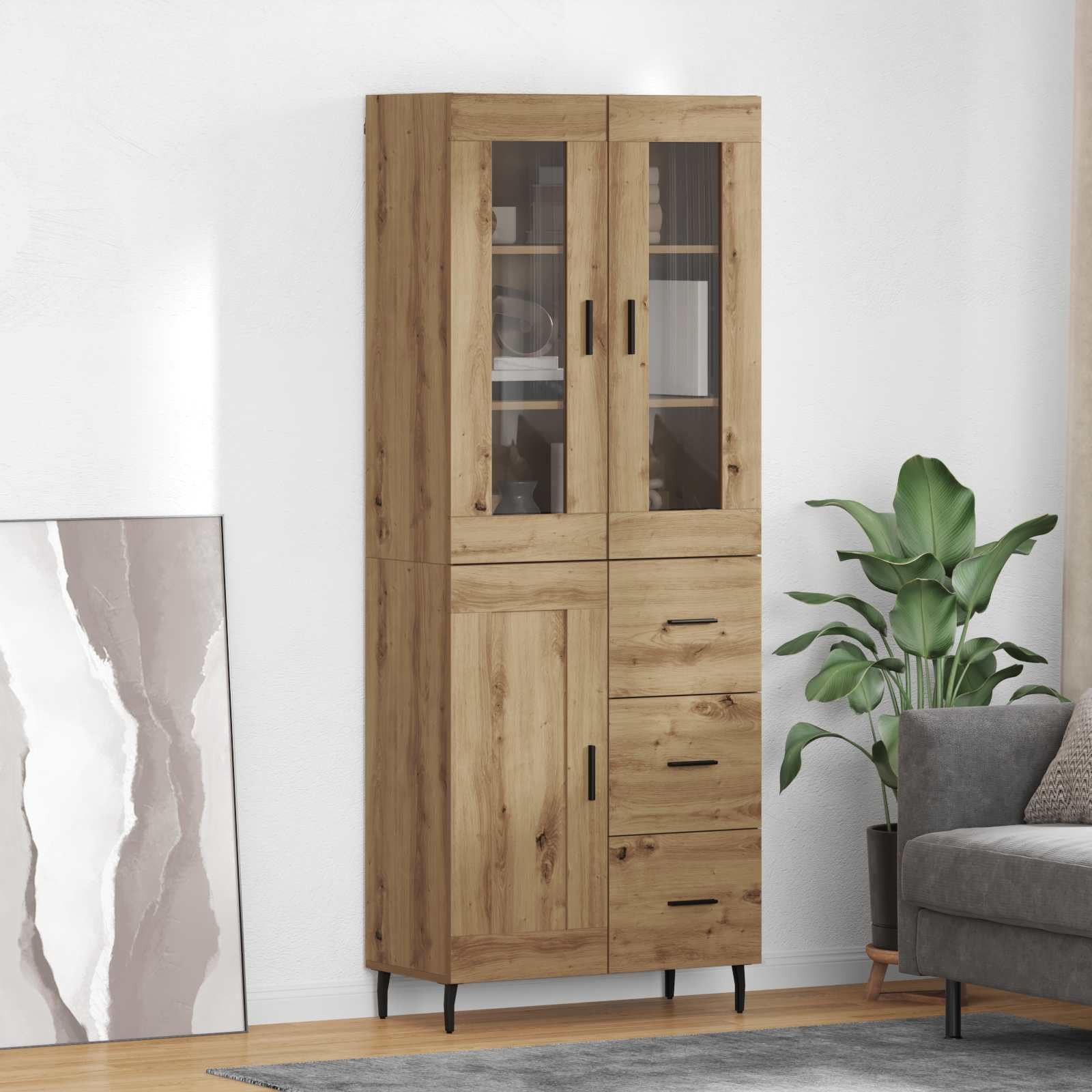 vidaXL Highboard 2 pcs Artisan-Eiche 69,5 x 34 x 180 cm Holzwerkstoff