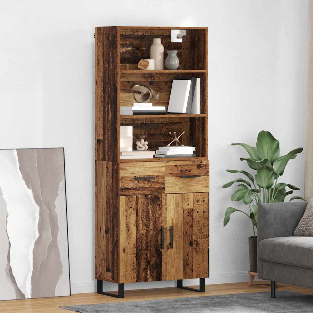 vidaXL Highboard mit Schubladen 2 pcs Altholz Holzwerkstoff