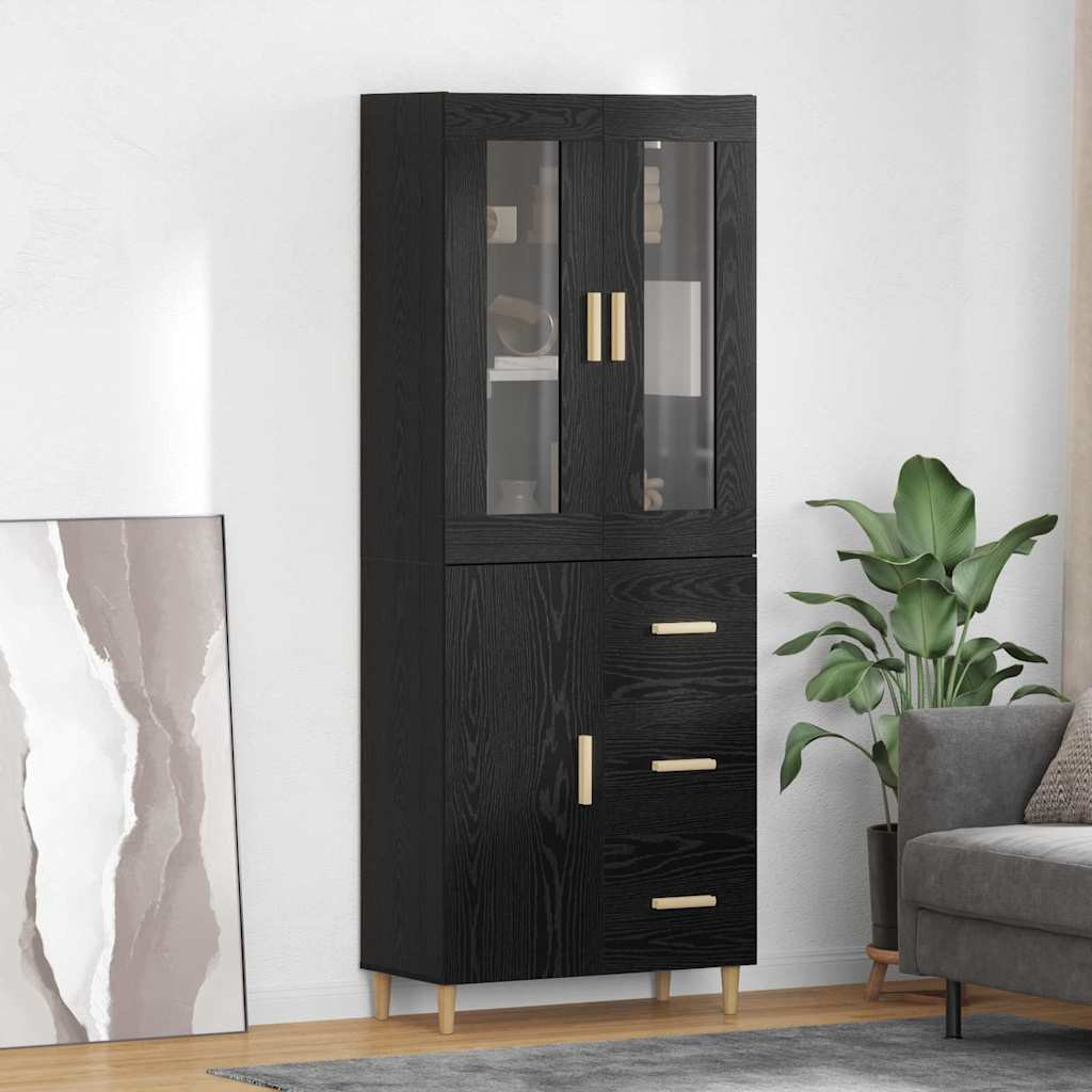 vidaXL Highboard Schwarz Eichen-Optik 34,5 x 34 x 180 cm Holzwerkstoff