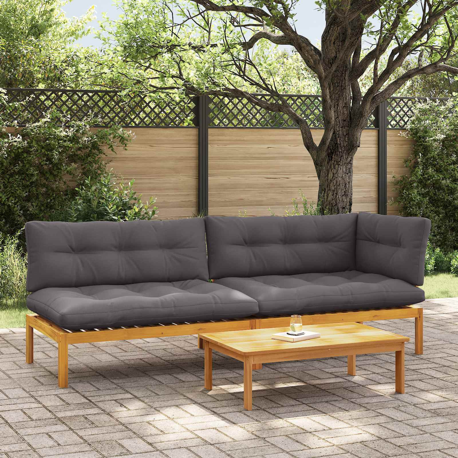 vidaXL 3 Stück Garten Pallet Sofa Einheiten Massivholz Akazie Natur