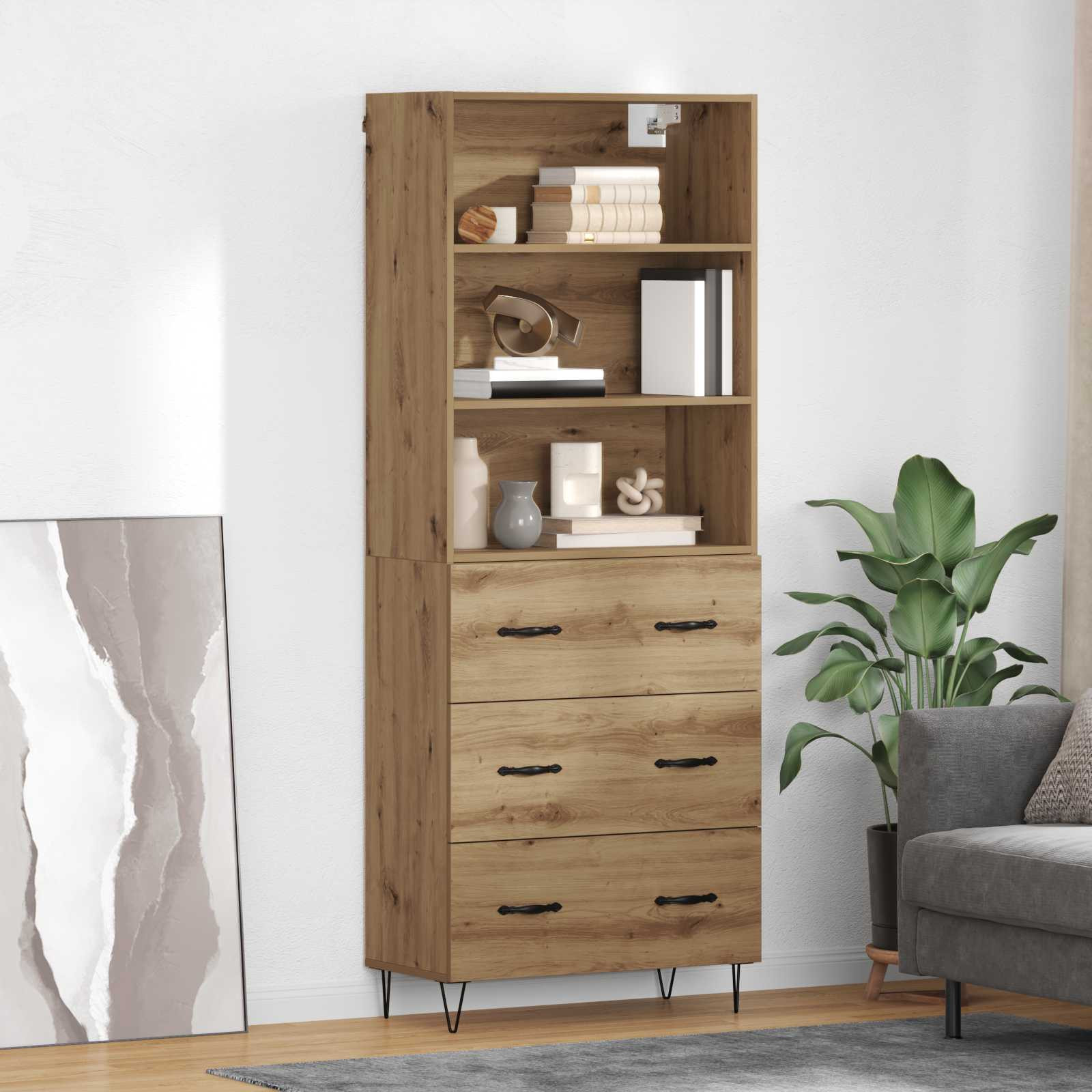 vidaXL Highboard 2 pcs Artisan-Eiche 69,5 x 34 x 180 cm Holzwerkstoff