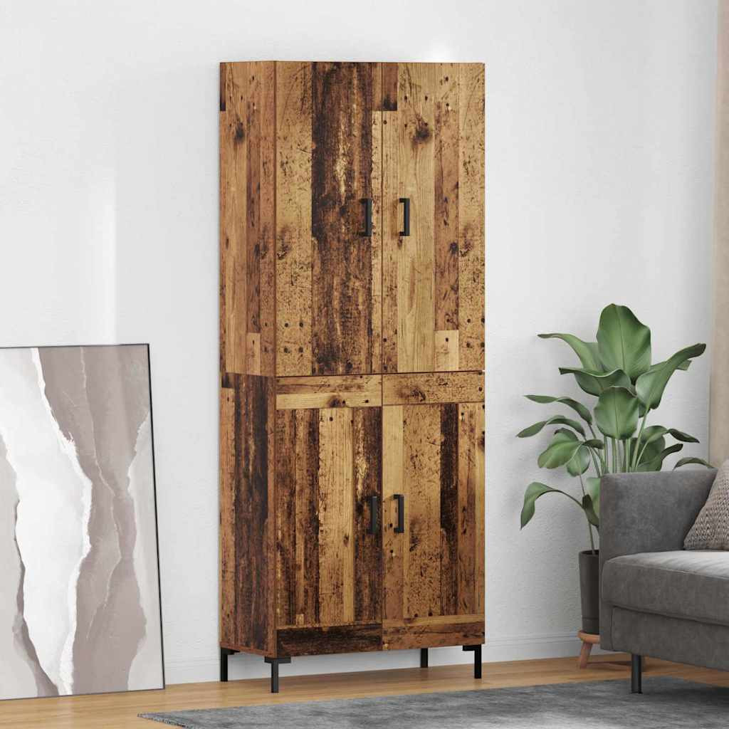 vidaXL Highboard Wandmontiert Altholz 69,5 x 34 x 180 cm Holzwerkstoff
