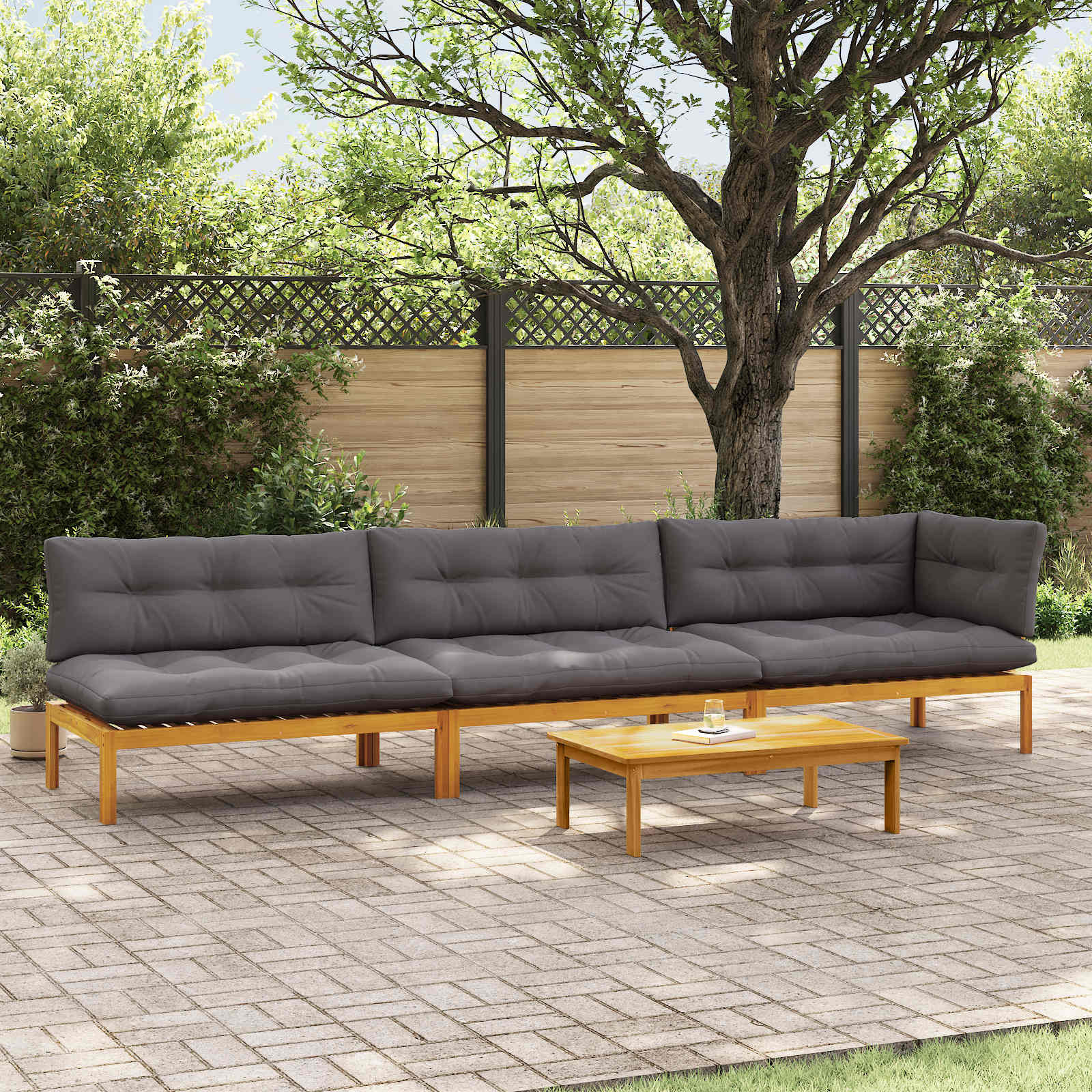vidaXL 4 Stück Garten Pallet Sofa Einheiten Massivholz Akazie Natur